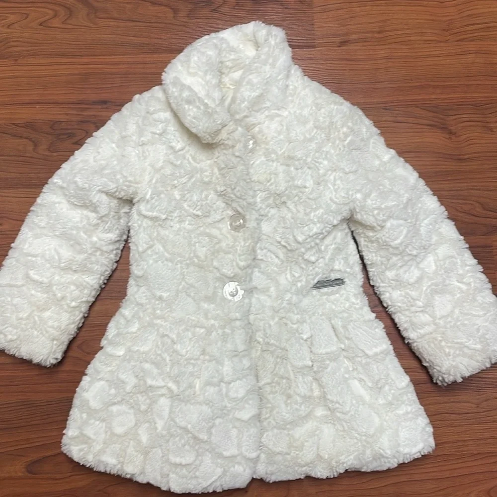 CALVIN KLEIN Little Girl's Textured Faux Fur Coat size 5